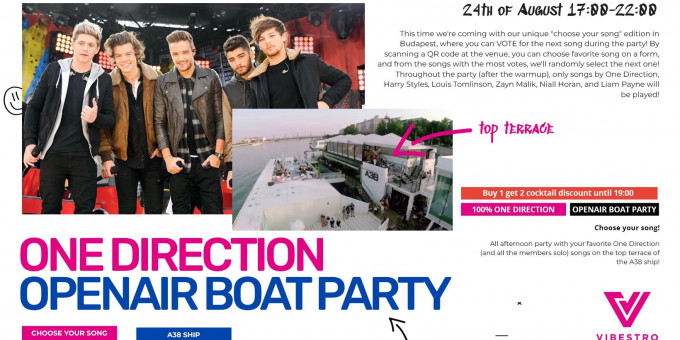 One Direction Openair Boat Party: Choose Your Song Edition!